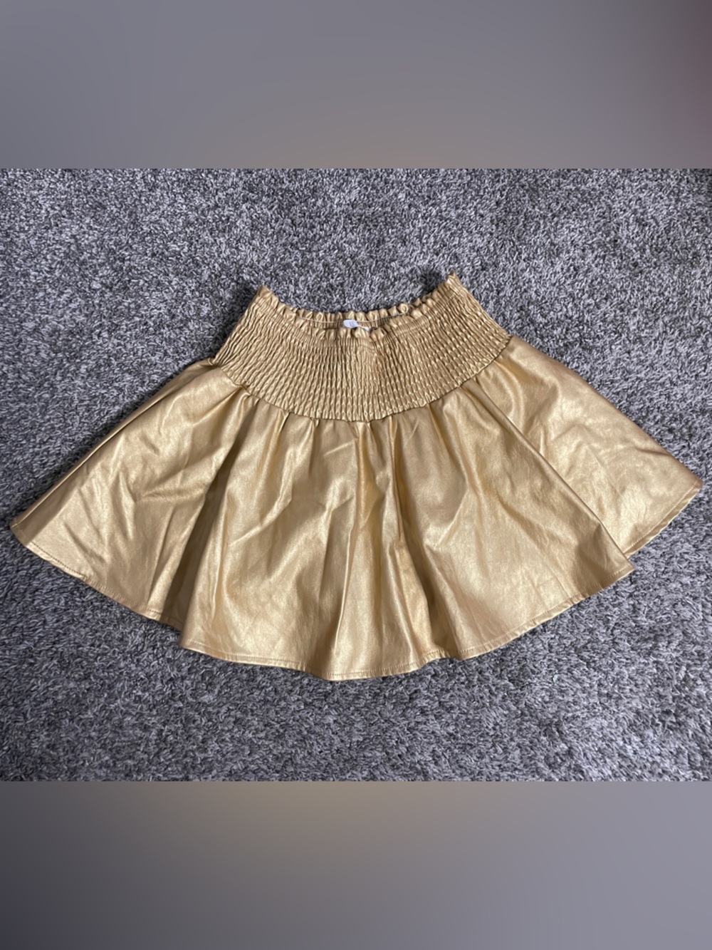 Karlie Metallic Leather Smocked-Waist Circle Skirt - M